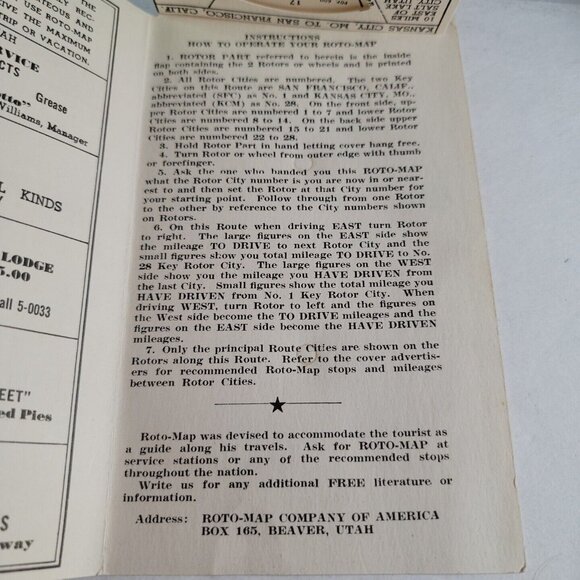 1947 Route 40 Roto-map US 40 Maps of Restaurants and Hotels SF To Kansas City - Picture 6 of 6